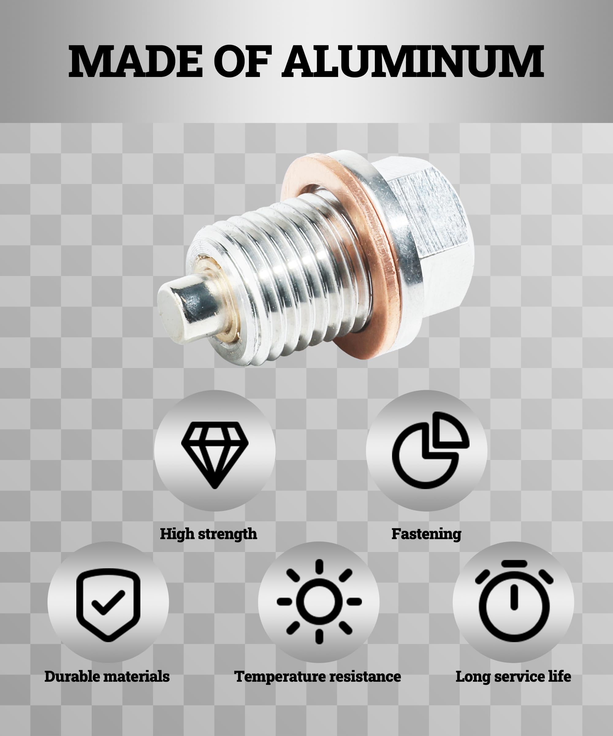Flaconi M14x1.5 Tappo Di Scarico Dell'olio Magnetico per Auto,Tappo Olio Motore,Guarnizione Magnetica per Vasca Dell'olio,Bullone Tappo Coppa Olio con Rondella Rame,Universale per Auto(M14x1.5)