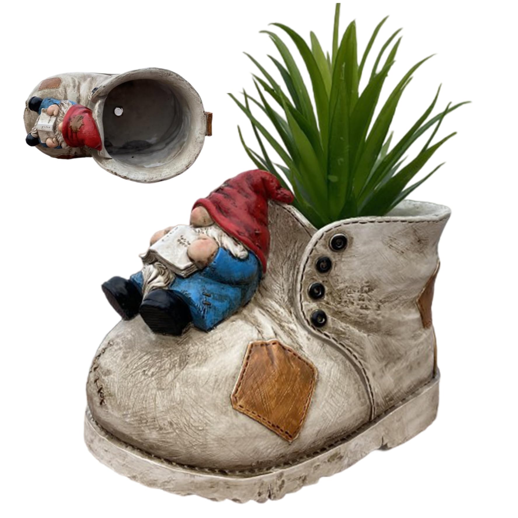 Vase de fleur de botte de cowboy en résine imperméable moulée et finitions haut de gamme