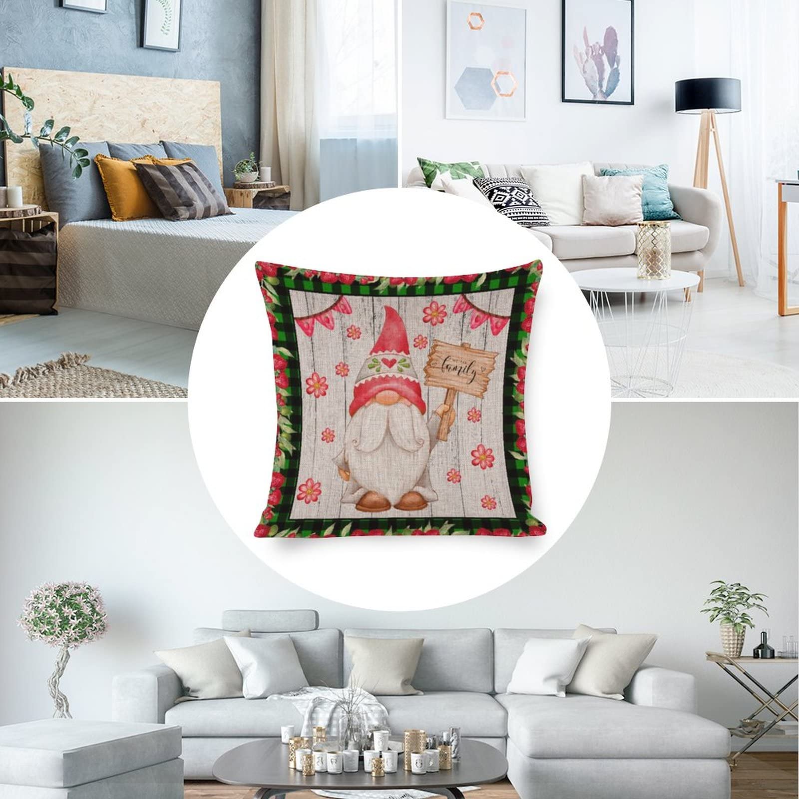 Federa Per Cuscino Quadrata In Cotone E Lino 45x45 Cm – Con Cerniera, Motivo Cavallo (Solo Anteriore)