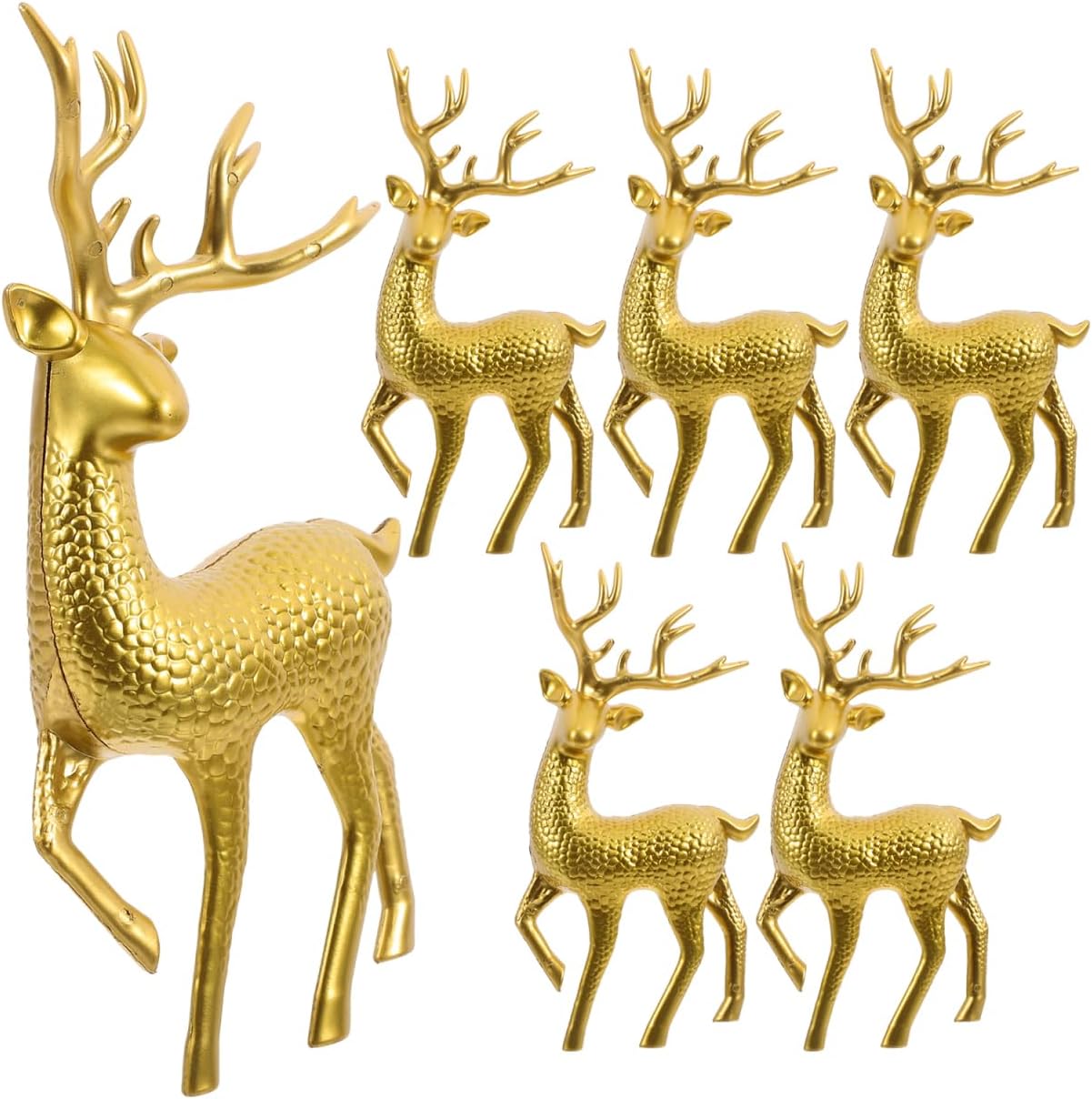 DOITOOL 6pcs Reindeer Elk Christmas Tabletop Decorations Reindeer Figurine Holiday Figure Christmas Bauble Cute Decor Deer Statues Golden Plastic