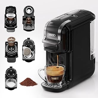 H2B 5-in-1 Pod Coffee Maker - Compatible With 4 Coffee Capsule as Well as Espresso Powder, Makes Iced Coffee, Espresso, Cappuccino, Long Black