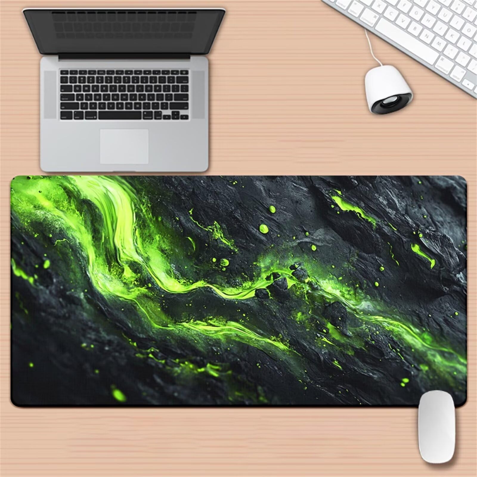 Tappetino per Mouse da Gioco XXL 1200x600x3 mm, Desk Pad Grande con Bordi Cuciti, Base in Gomma Antiscivolo, Accessorio per Ufficio e PC (Schema Astratto Fluido)