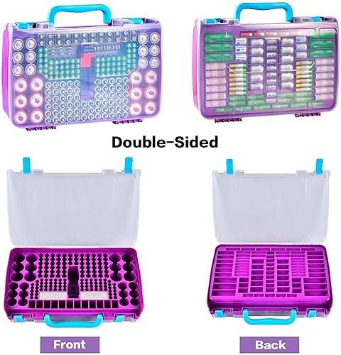 Miniatura 9 de Caja organizadora de almacenamiento de baterías con probador, baterías de doble cara se adapta a 269 contenedores AA AAA AAAA 3A 4A 9V C D Lithium