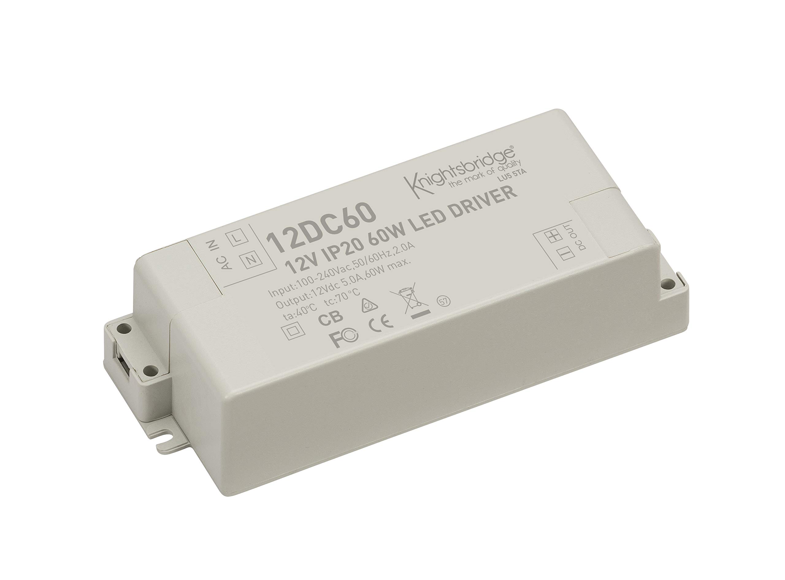 Knightsbridge Led Non Dimmable Led Driver-Constant Voltage, 60 W, White