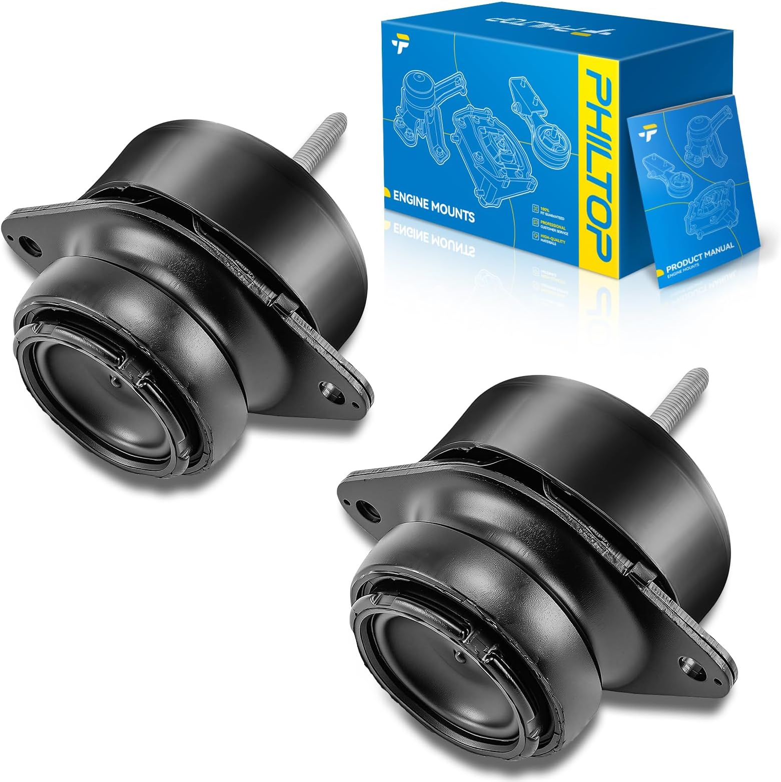 PHILTOP 2PCS Engine Motor Mount Set Compatible with 2005-2017 Ford Mustang, Transmission Motor Mount Replacement, Replace A5523