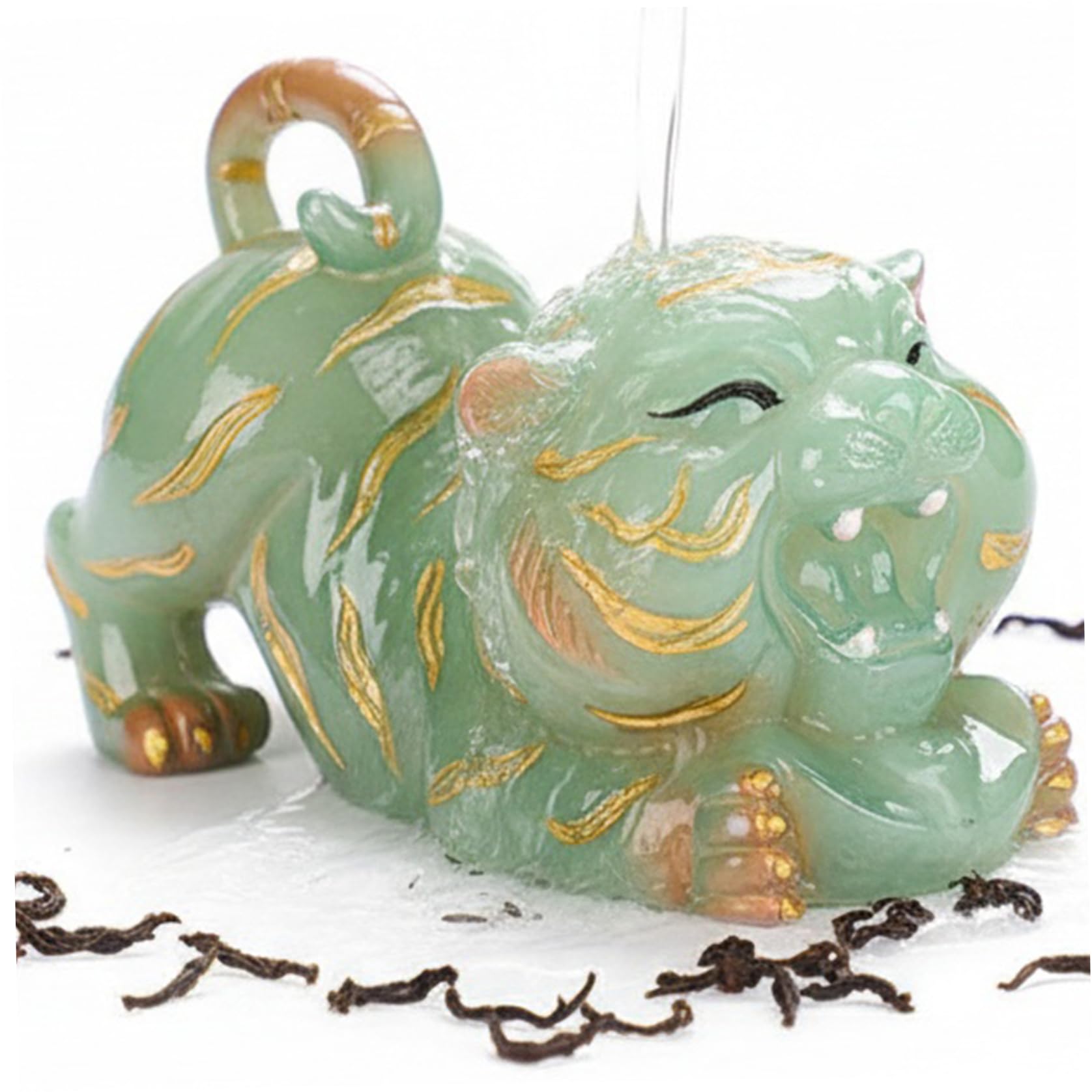 Statue de tigre Feng Shui en résine de qualité pour un bureau élégant
