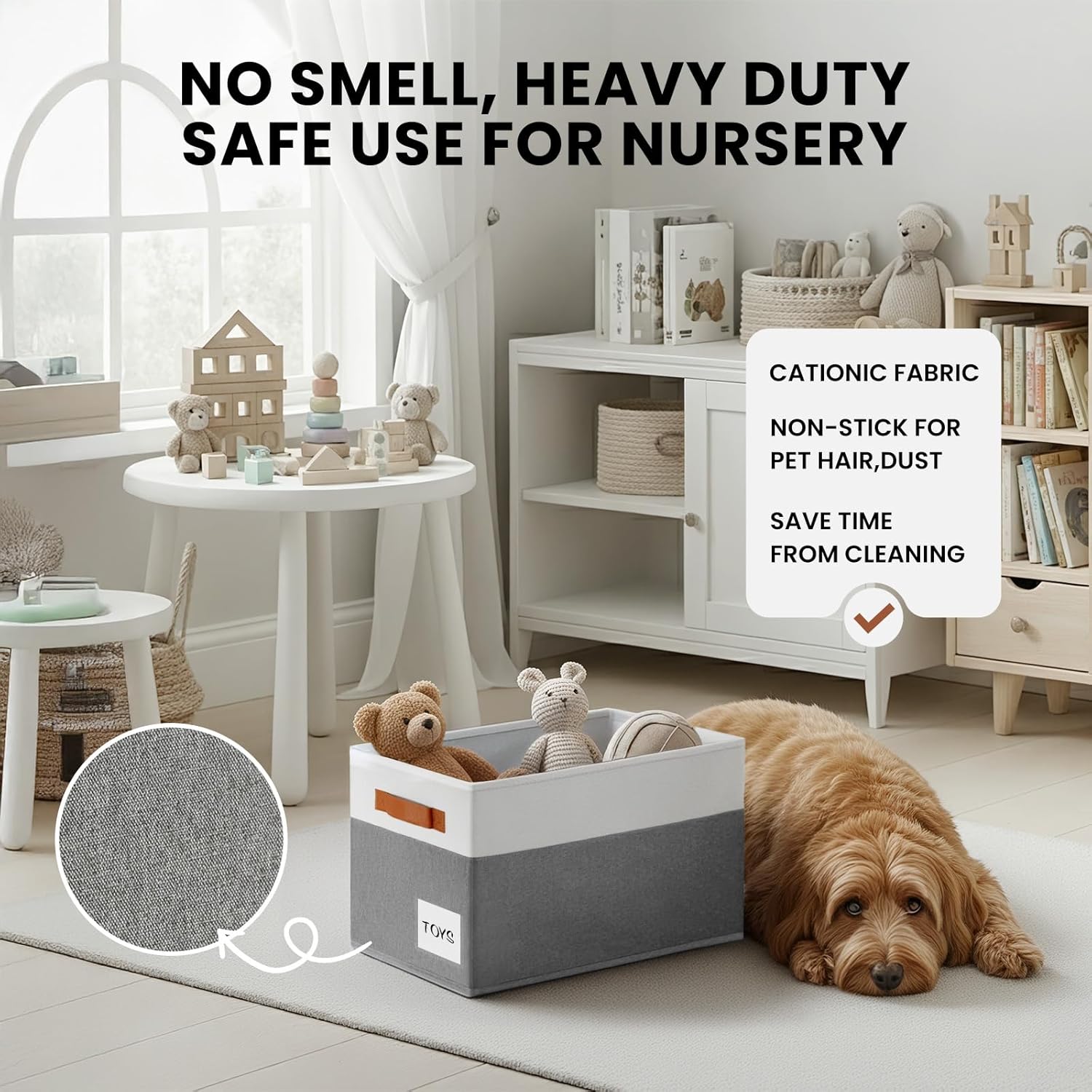 Criusia Large Closet Storage Baskets for organizing 4 Pack, Non-Dust-Absorbing Closet Shelf Organizer Bins with Handles & Labels - Decorative Collapsible Baskets for Living Room Bedroom Nursery Dorm