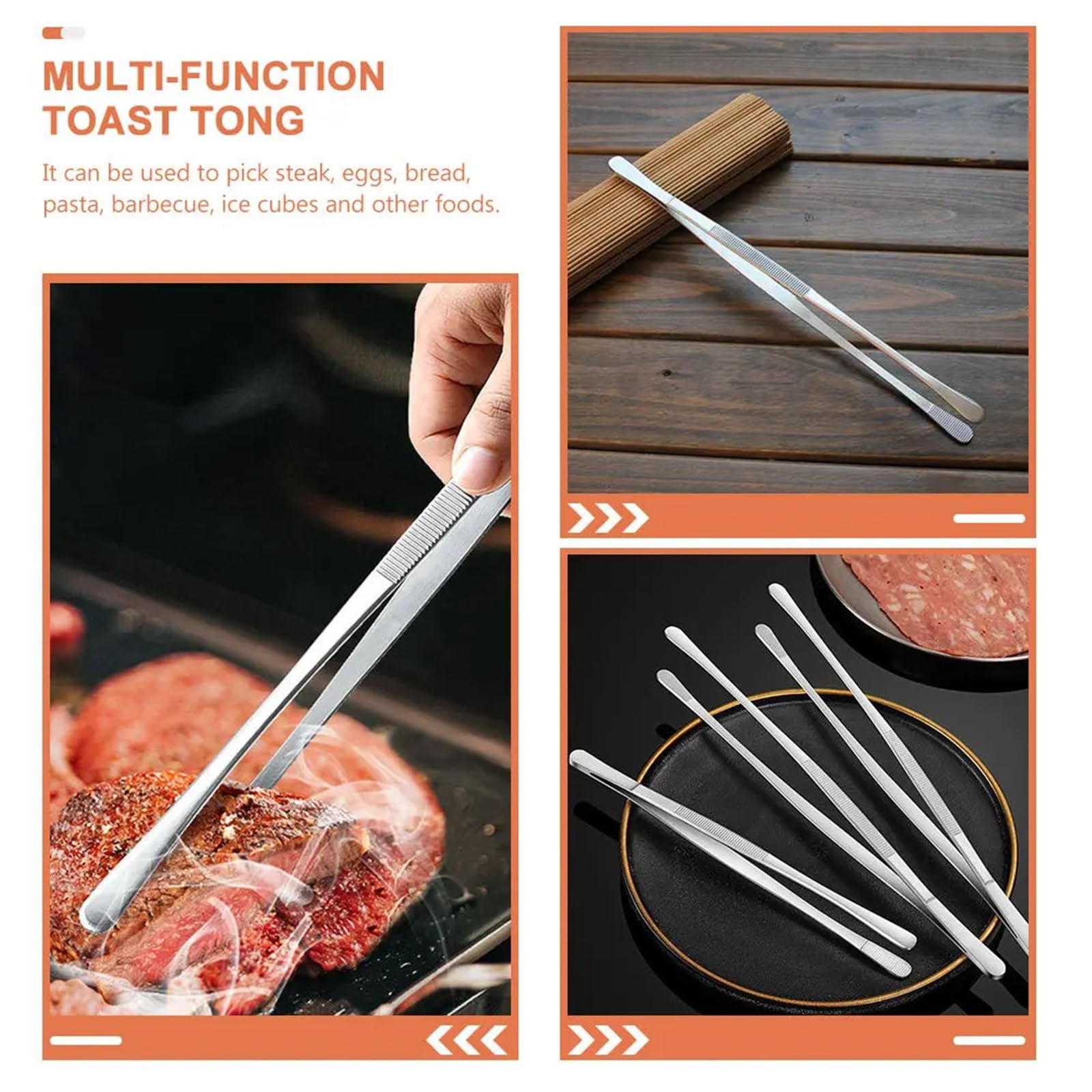 5 Stück Edelstahl-Lebensmittelzange Für Kochen