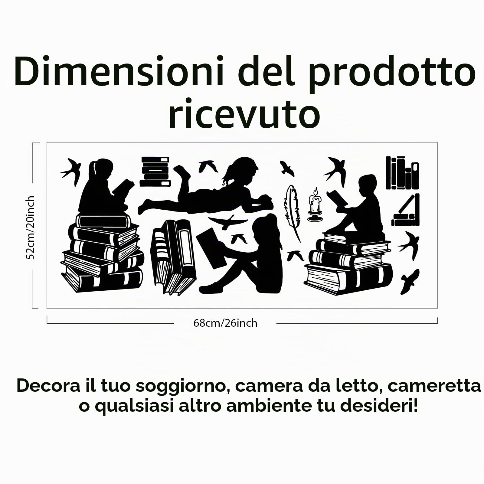 SUPERDANT Lettura Bambini Stickers Murali Biblioteca Angolo Lettura Materiale Scolastico Decorazione Candela Adesivi Piuma di Rondine Decalcomanie Da Parete per Nursery Classroom
