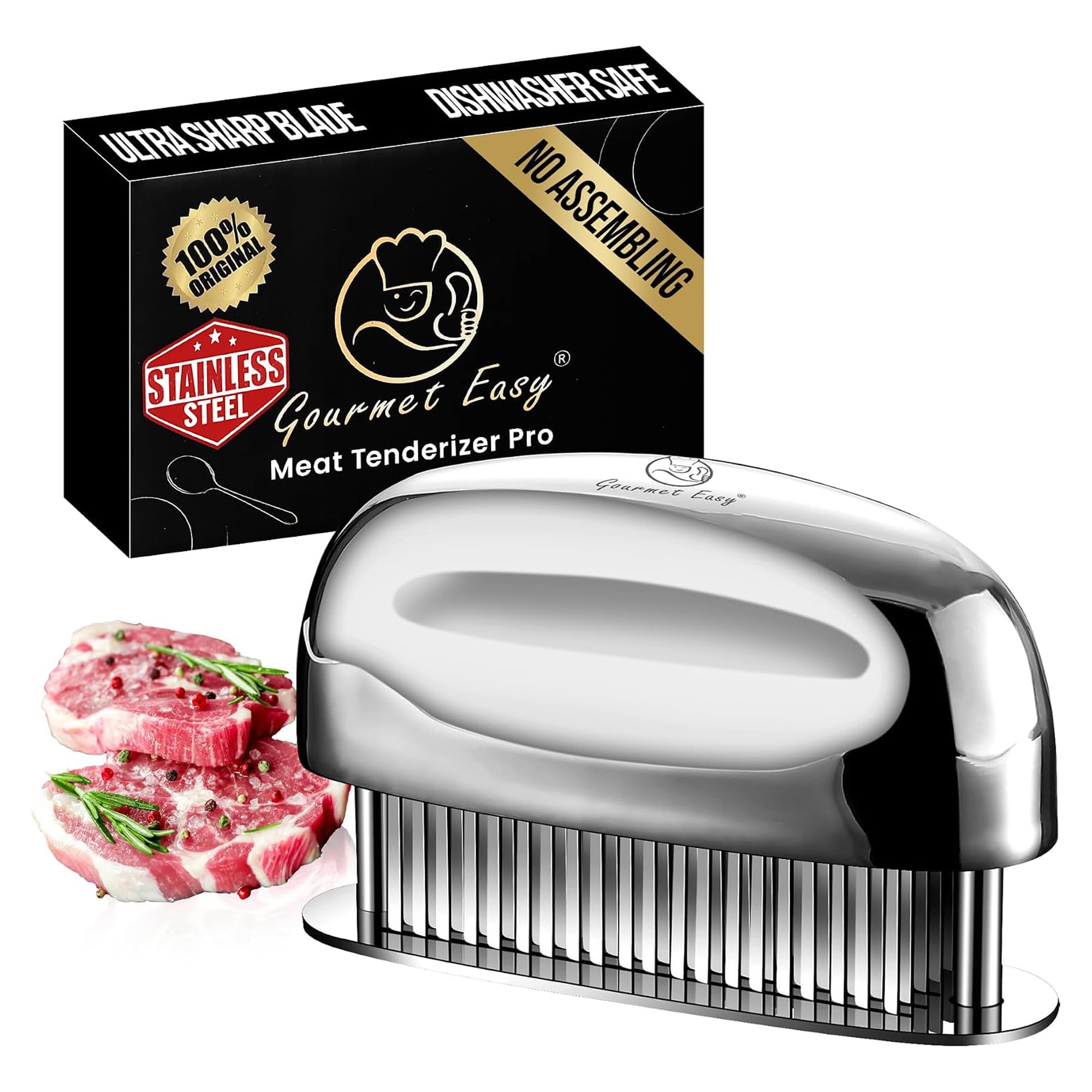 Gourmet Easy Tenderizer do mięsa ze stali nierdzewnej – steki, wołowina, kurczak, wieprzowina, cielęcina