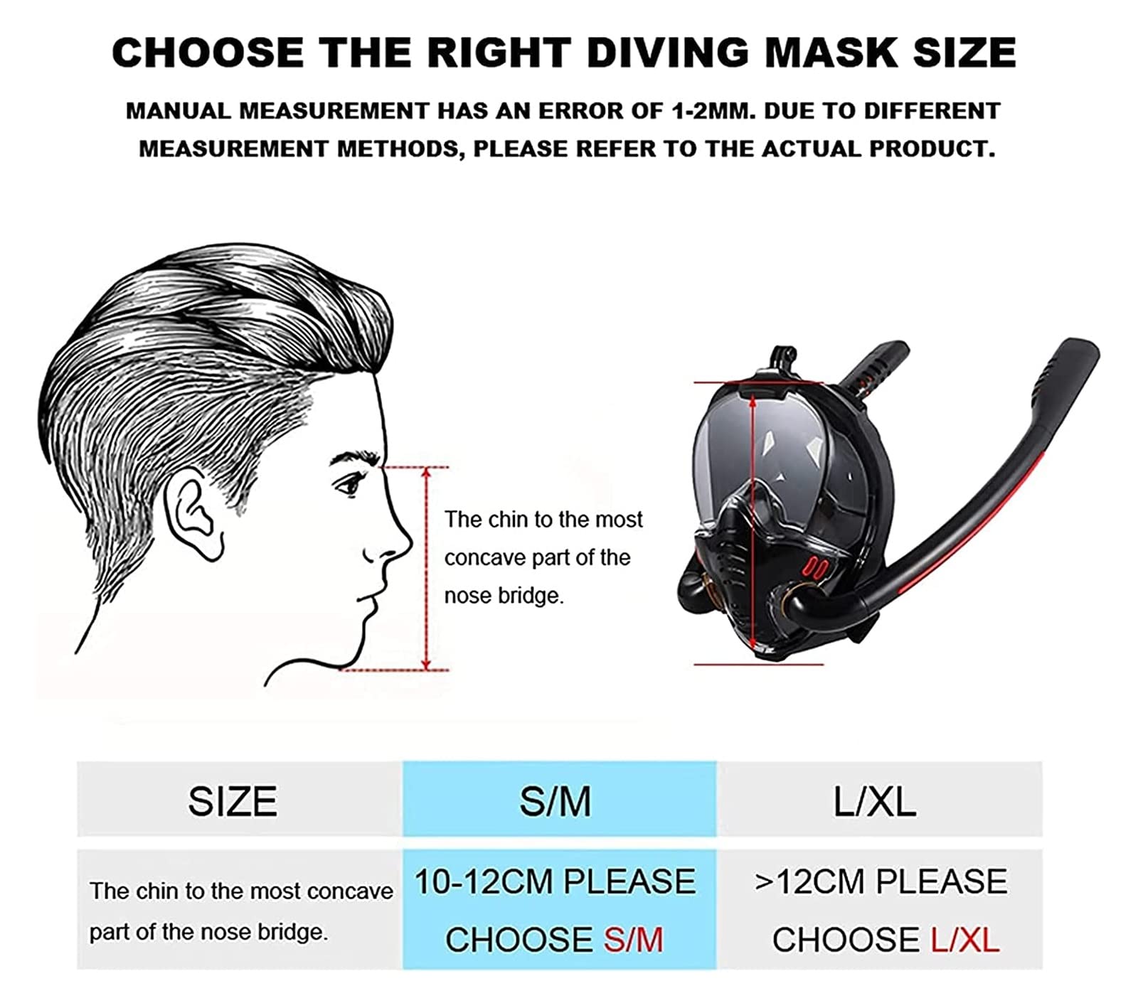 Máscara de Snorkel para Adultos, Hombres y Mujeres, máscara de natación con Doble Tubo de respiración, máscara de Snorkel de Silicona Completamente Seca, Gafas de Buceo,
