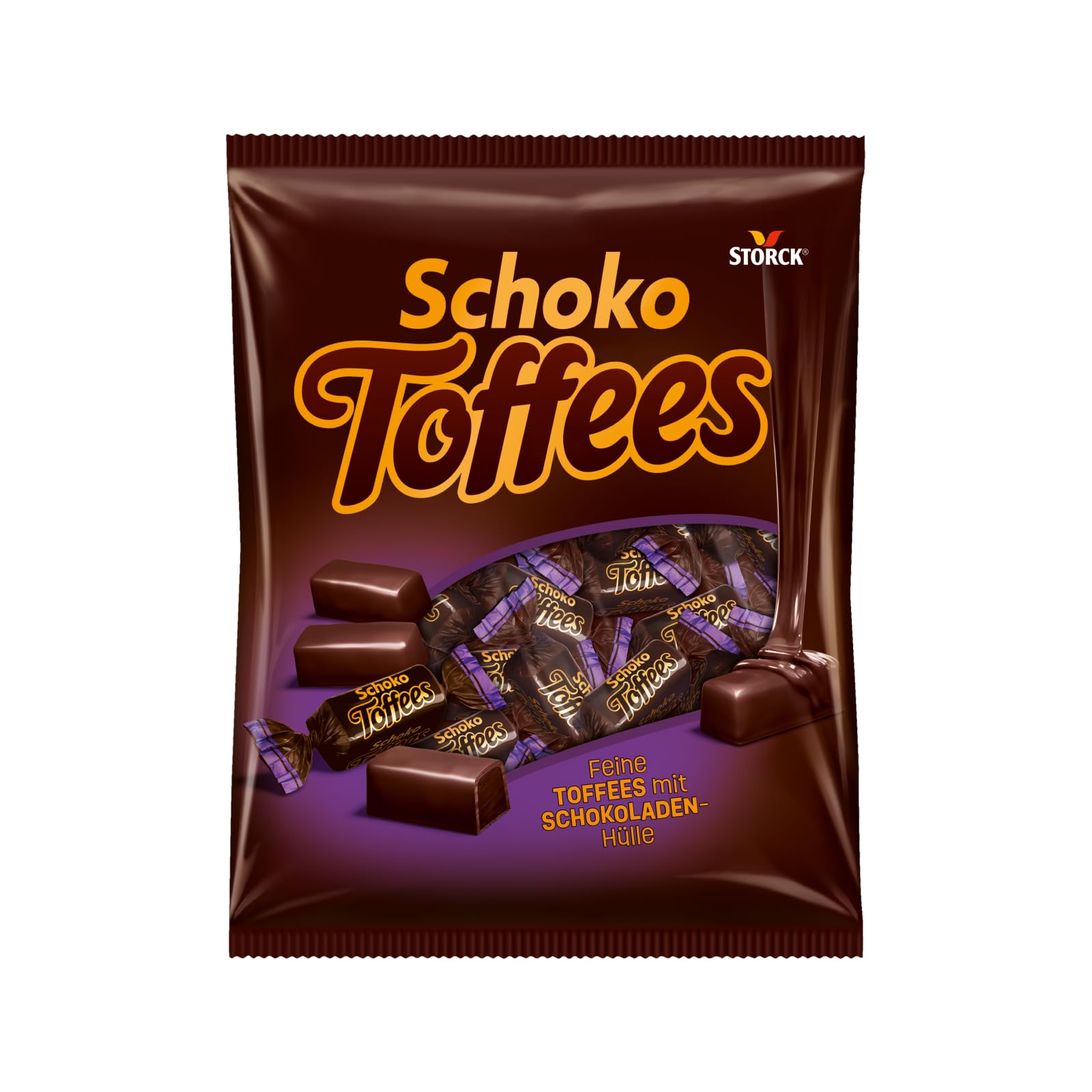 Schoko Toffees – 1 x 325 g – softe Toffee Kaubonbons mit feinherbem Schokoladenüberzug (30%) – Einzeln verpackte Süßigkeiten