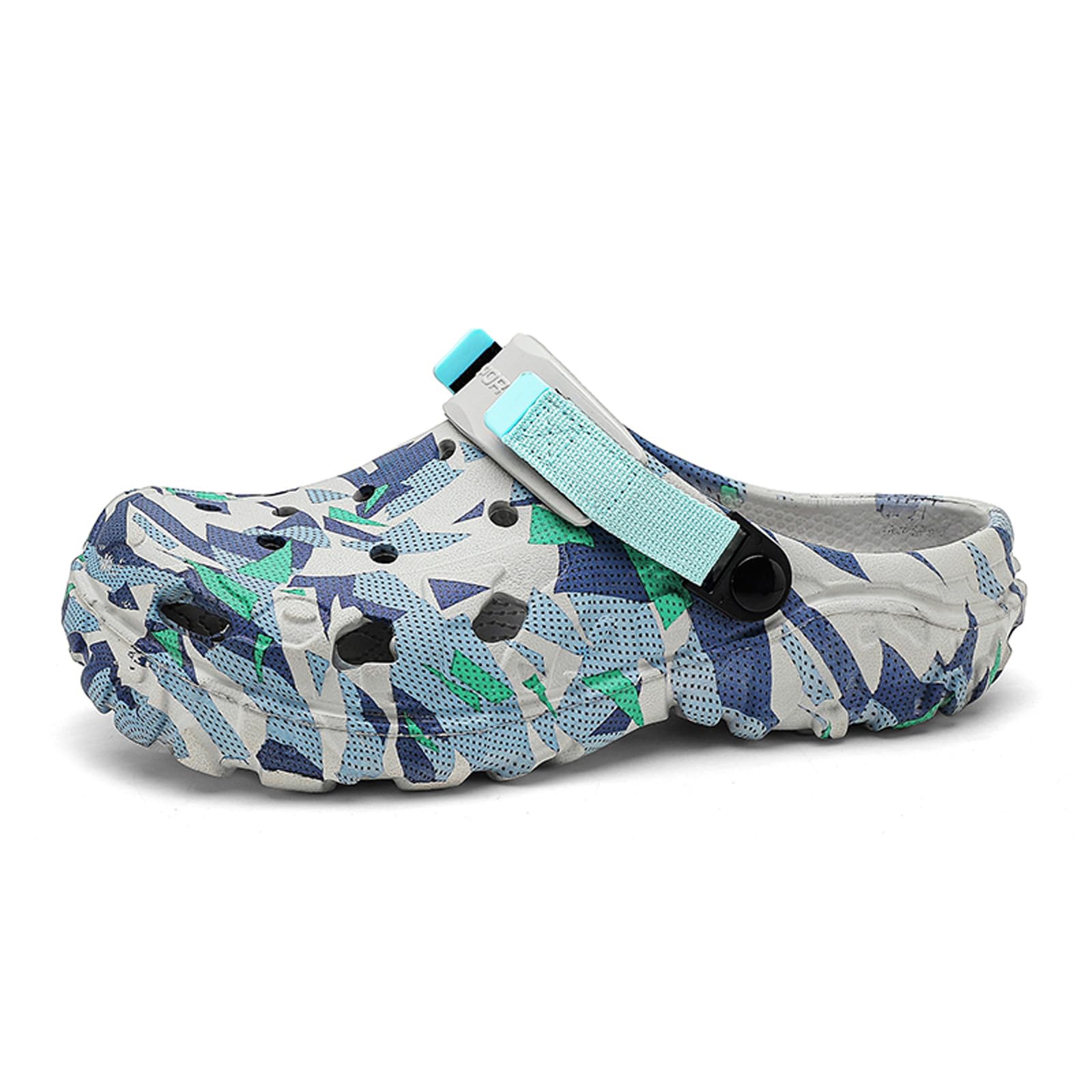 ihinzry Men's Garden Clogs Graphic Mules Clog Slip On Beach Sandals for Men Outdoor Slippers with Adjustable Strap