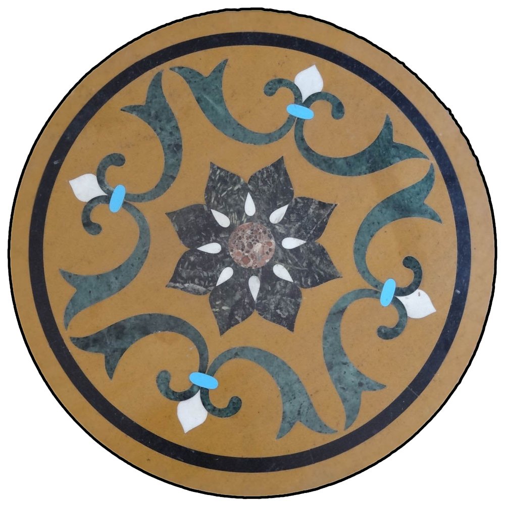 Black Marble inlay Pietra Dura Coffee Table Top 12" inch ~ Simple Beautiful Floral Flowers Design Pietra Dura Art The Taj Mahal Mughal Art Work Made From One Marble Luxury And Clasic Home decorative