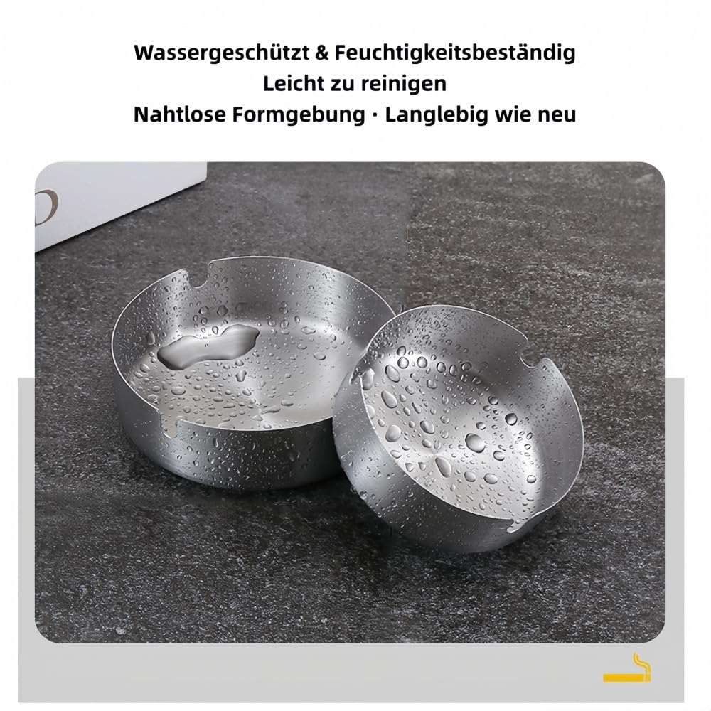 Lot de 6 cendriers en acier inoxydable avec rainures en U - Coupe-vent - 8/10/12 cm - Doré/argenté - Table de balcon de jardin - Cadeau moderne (10 cm, doré 6)