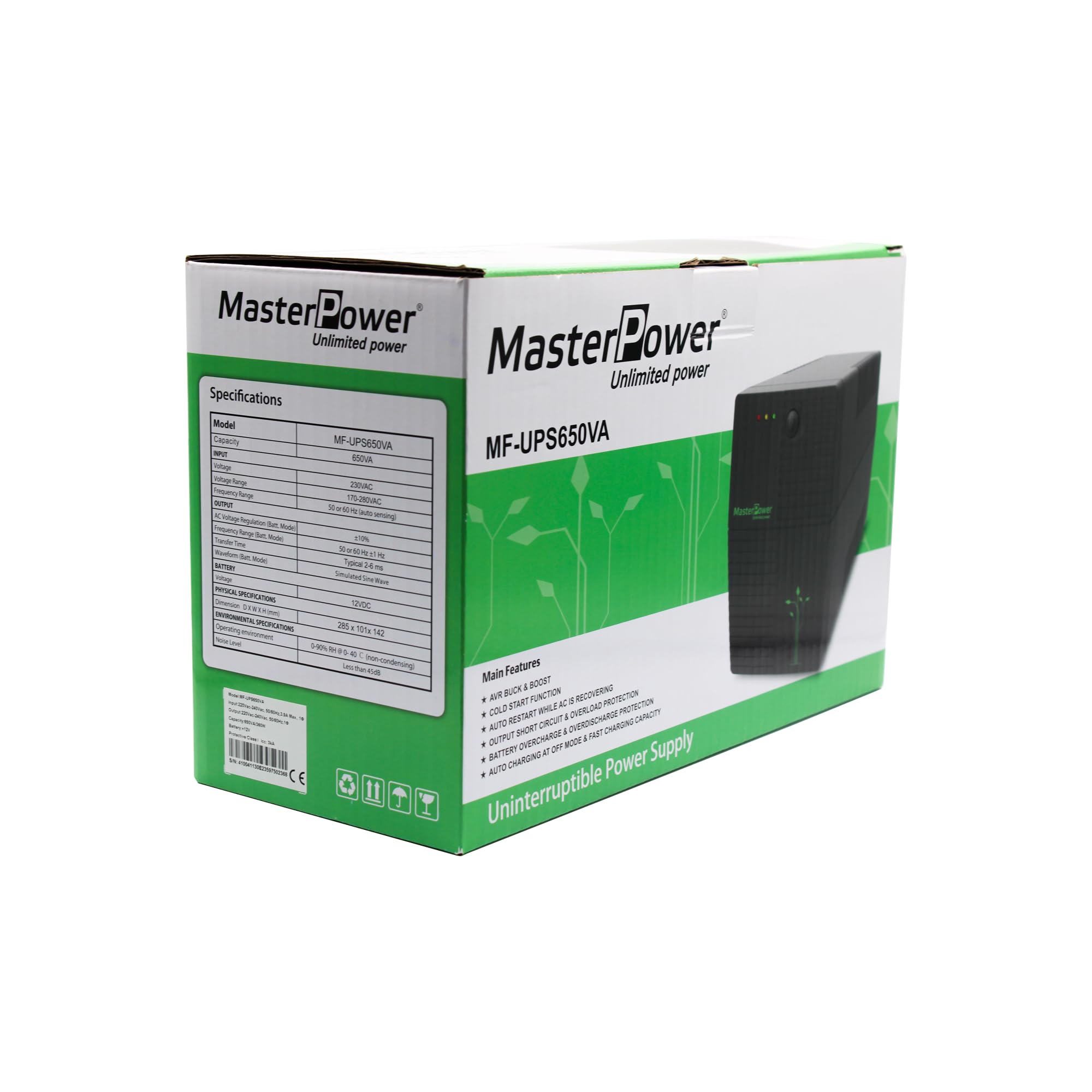 Master Power UPS 650 VA 360W 2 fiches Schuko