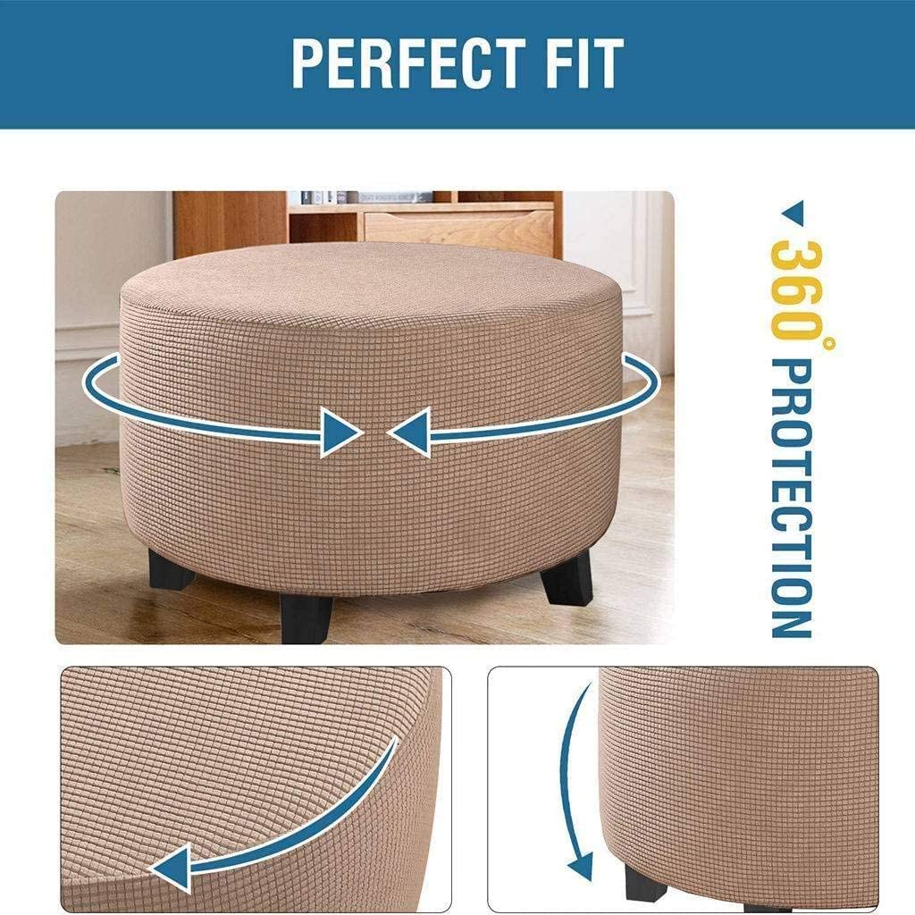 Fluweel Ronde Ottoman Hoes Stofdichte Voetenbank Opberghoezen Kruk Poef Stretch Covers, Sofa Stool Hoezen met Elastische Bodem Machine