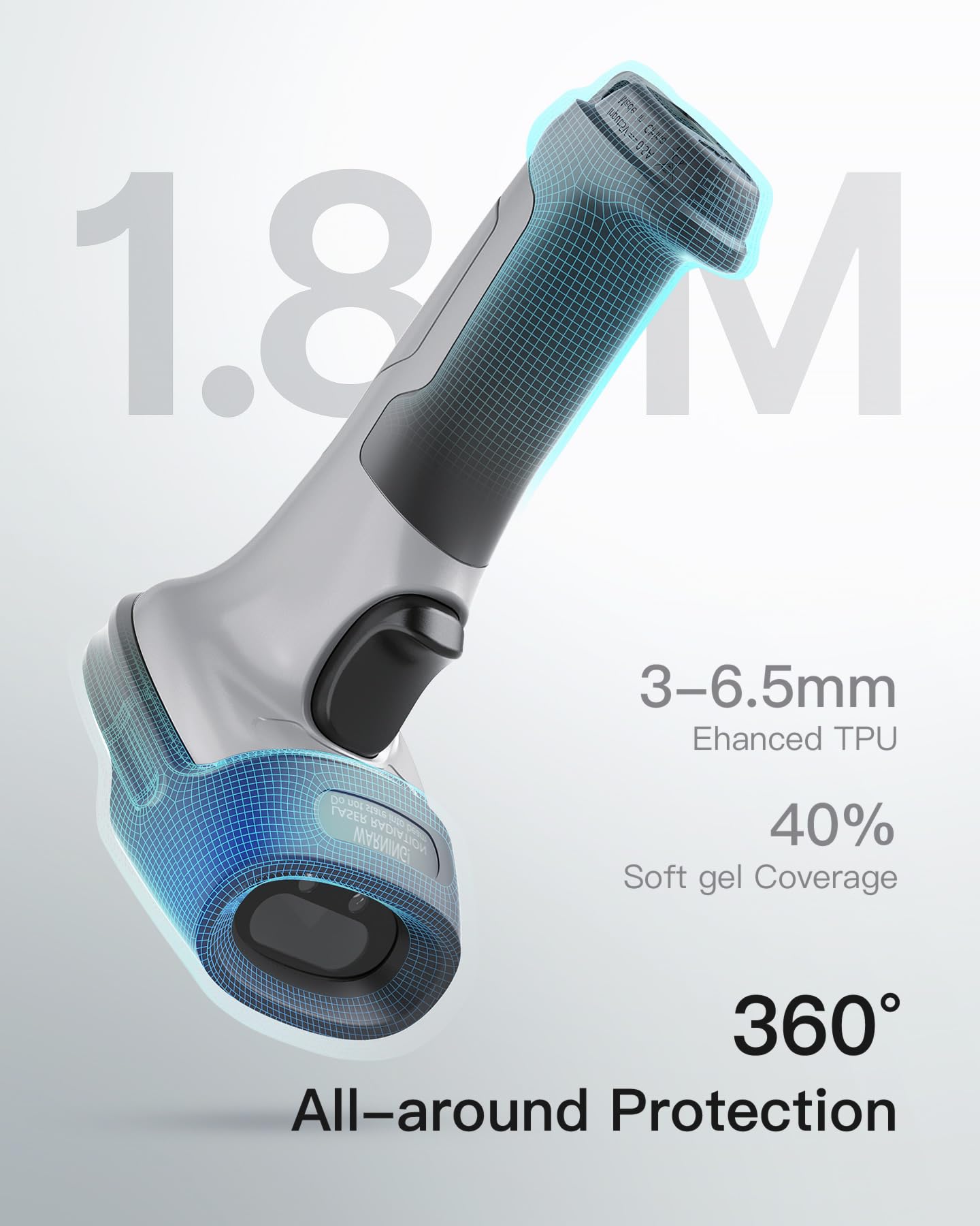 Inateck AI Escáner de Códigos de Barras Bluetooth, Escáner 1D Inalámbrico, Portátil con App y SDK, 180 días de Espera con 1 Carga, Alcance de 35 m, Escaneo Automático Rápido y Preciso, BCST-70 AI