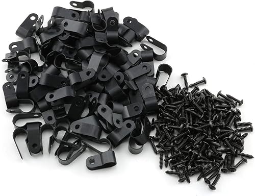 heyous Abrazadera de cable tipo R de 12 pulgada (0.520 in) de 12 pulgada (0.520 in) de sujeción de tubo de manguera de alambre de nailon fijo,