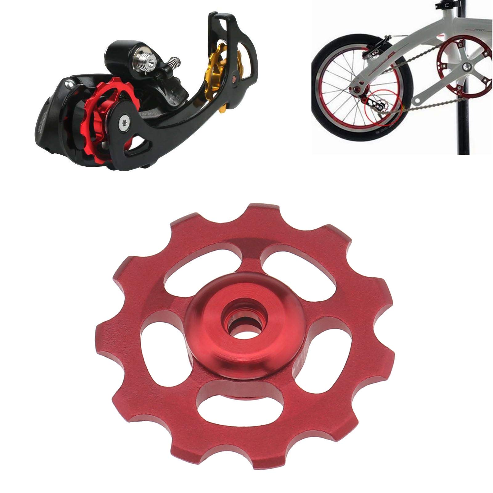 Alliage Aluminium Design Creux Roulement Céramique Aluminium Roue De Dérailleur Arrière Vélo 11T Poulie Guide VTT Couleur Verte