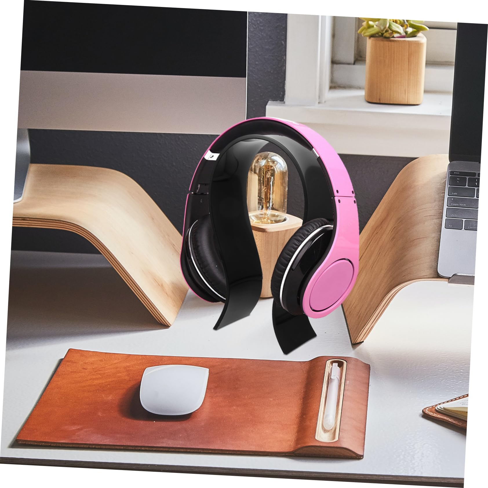 SHINEOFI 5piezas Soporte Para Auriculares Acrílico Organizador De Escritorio Para Almacenamiento De Headsets Soporte De Exhibición Para Gaming y Oficina