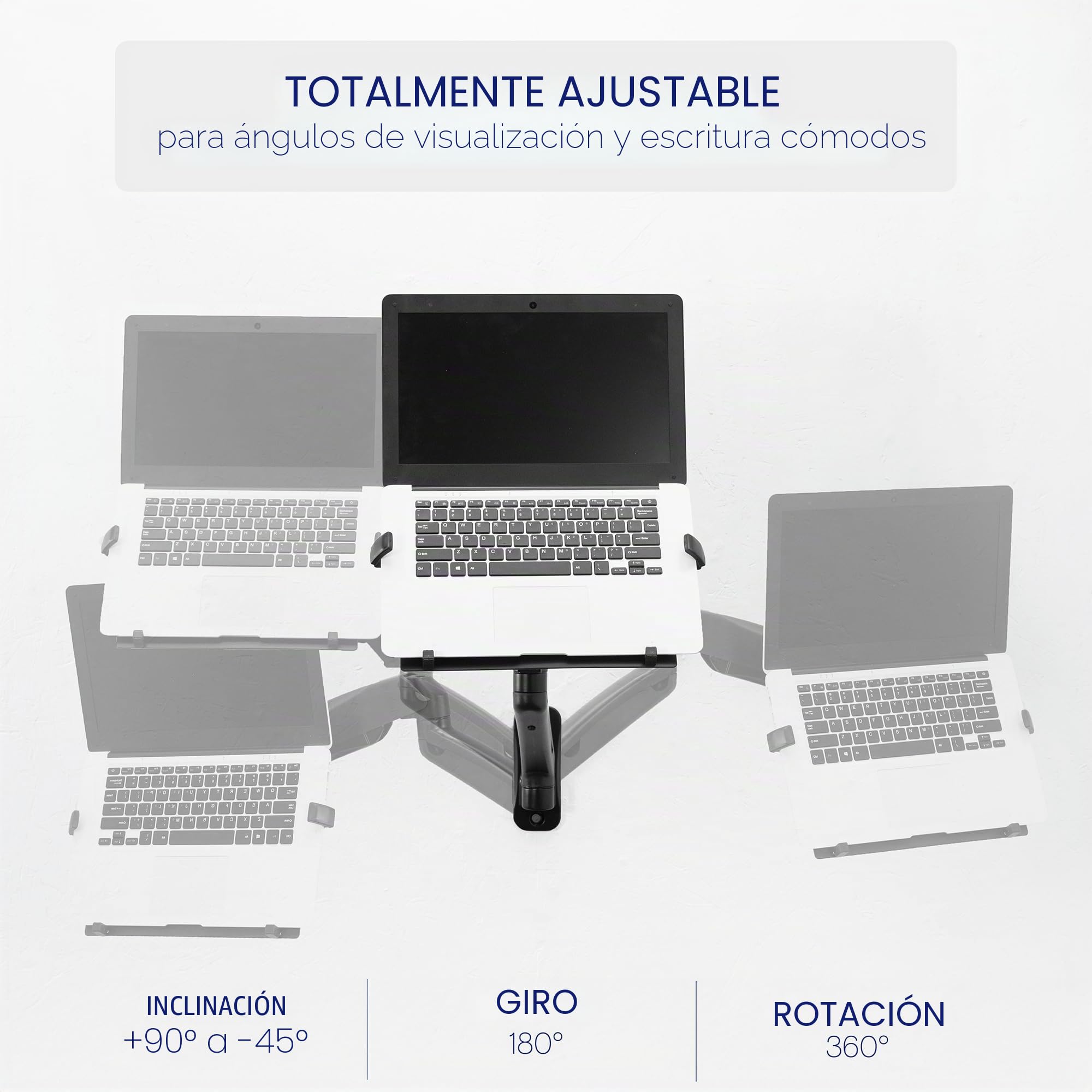 Vivo Mount-V001GL - Soporte de Pared para portátil con Brazo extendido neumático Ajustable en Altura, Bandeja articulada de Movimiento Completo, se Adapta a Pantallas de 10 a 15.6 Pulgadas, Negro,