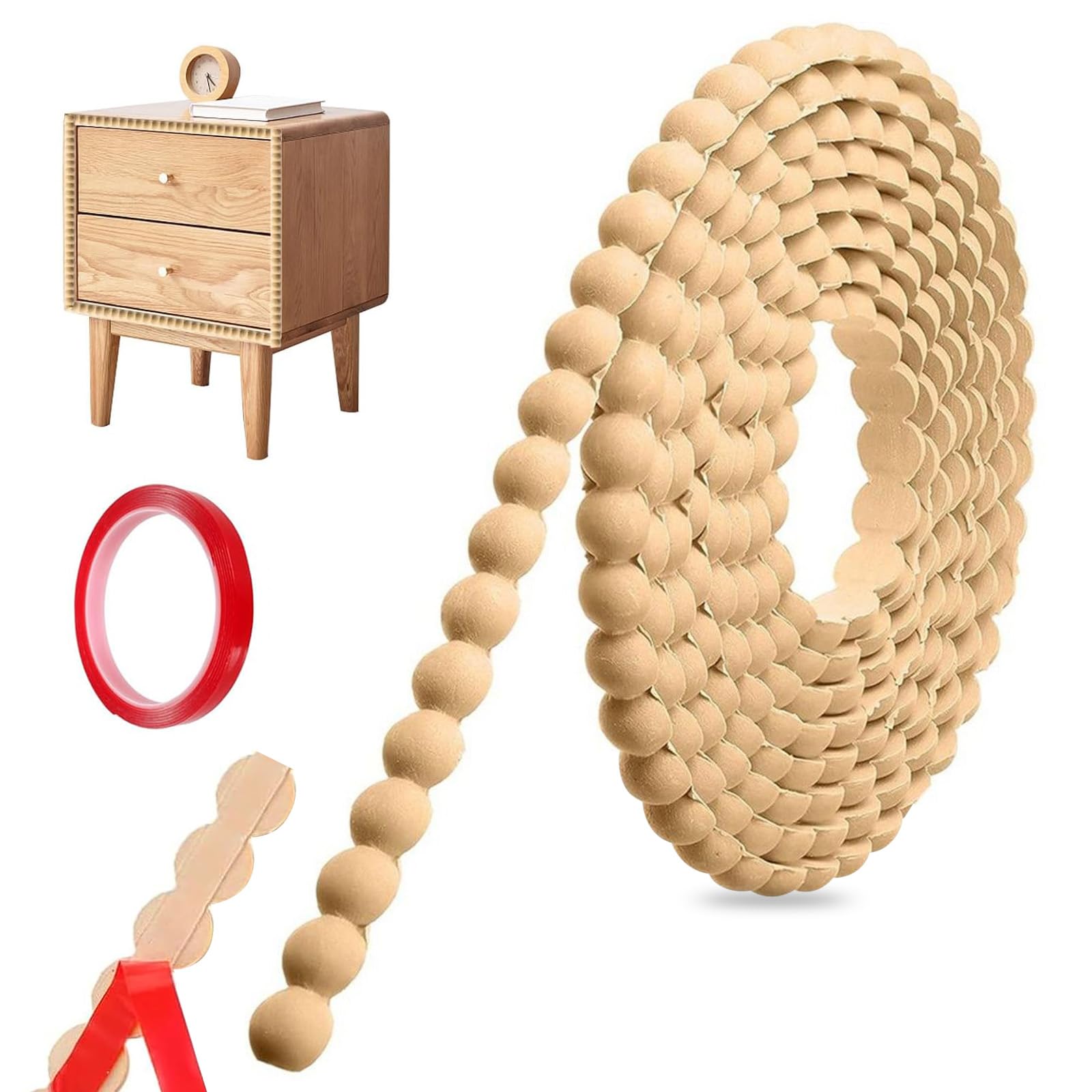 3M Decorative Wood Trim, Wood Beading Self Adhesive Bobbin Trim Moulding 15mm Peel and Stick for DIY Wall Cabinet Furniture Shelf Window Door
