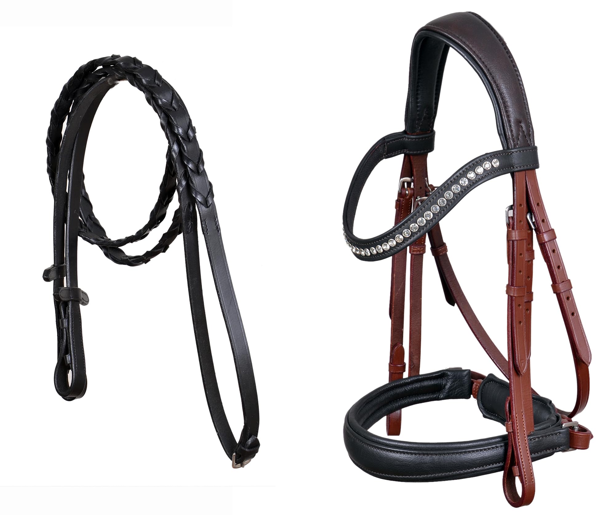 CHALLENGER Horse English All-Purpose Pleasure Brown Padded Leather Bridle Reins 803HI07DB-F