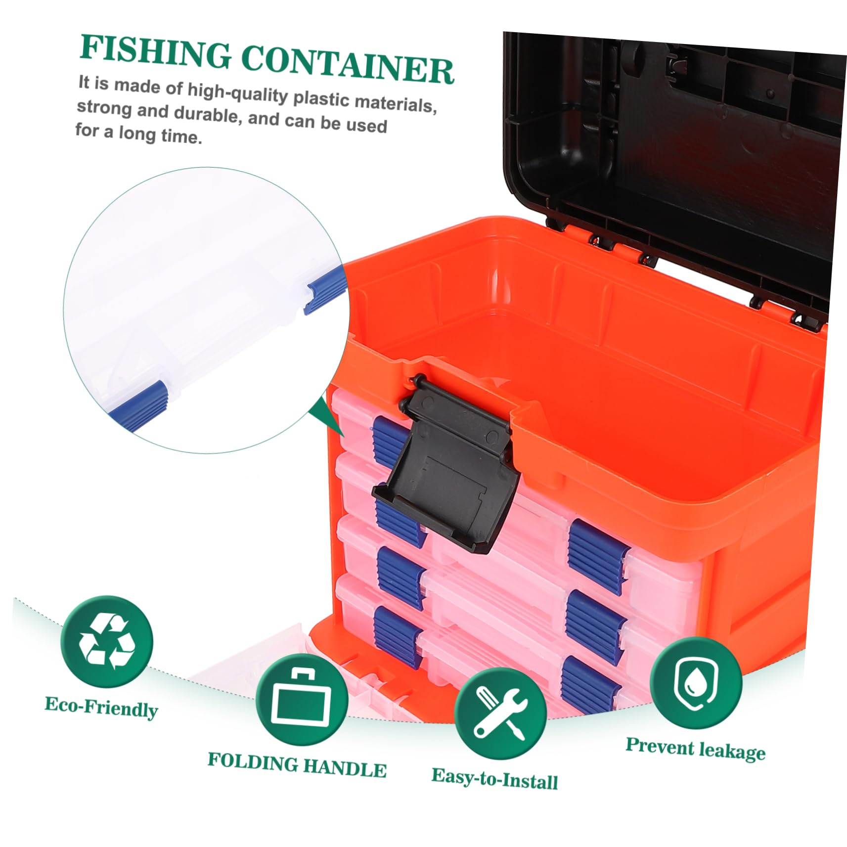 ibasenice boîte à Outils pour matériel de pêche boîtes de leurres de pêche conteneurs de pêche Stockage des équipements de pêche Boîtes de tacle de capacité Plastique Vert