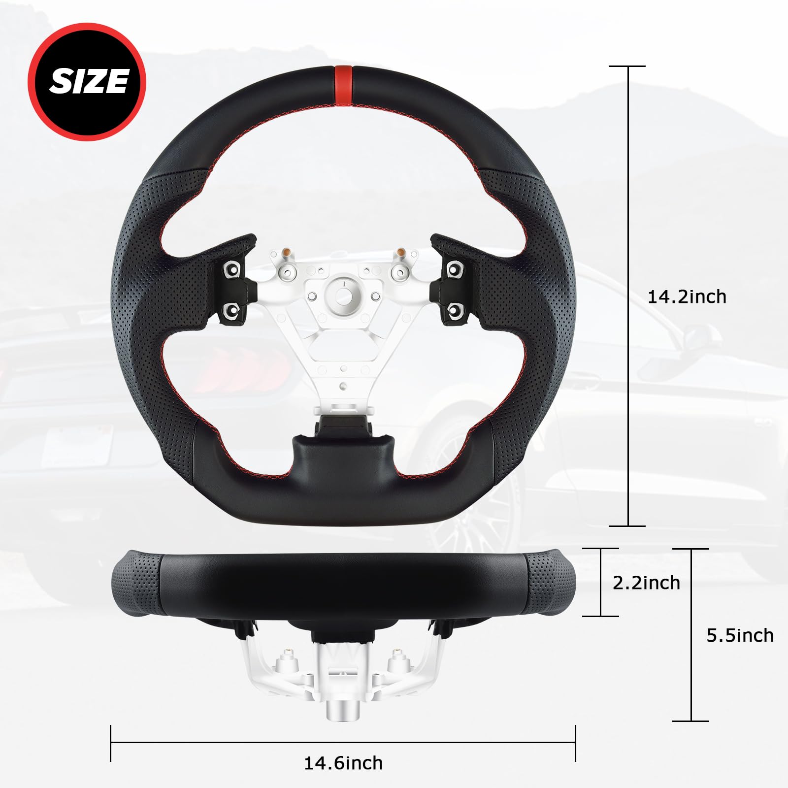 LOSCHEN Full Leather Steering Wheel for Infiniti G35 2003-2007 Full Nappa Perforated Leather, D-shaped Flat-bottom Steering Wheel