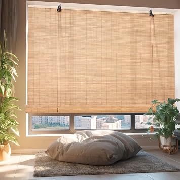 Custom Bamboo Blinds for Windows Shutters Light Filtering Outdoor Roller Blinds Roman Blinds Shades Outdoor Roller Blinds 70% Blackout UV Protection Privacy for Patio Porch Garden Kitchen 50-170cmCar