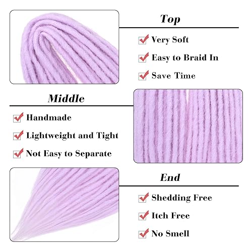 Miniatura 187 de Leeven Extensiones de rastas grises de 40 hebras, de 18 pulgadas, hechas a mano, suaves, de 0.2 in de ancho, extensiones de cabello sintético