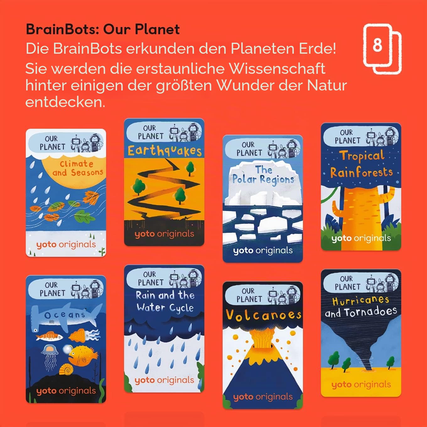 YOTO BrainBots: Our Planet – 8 Lernkarten für Kinder zur Verwendung Player Mini Story Box Bluetooth-Lautsprecher, lustige interaktive Lernaktivitäten für Kinder ab 6 Jahren