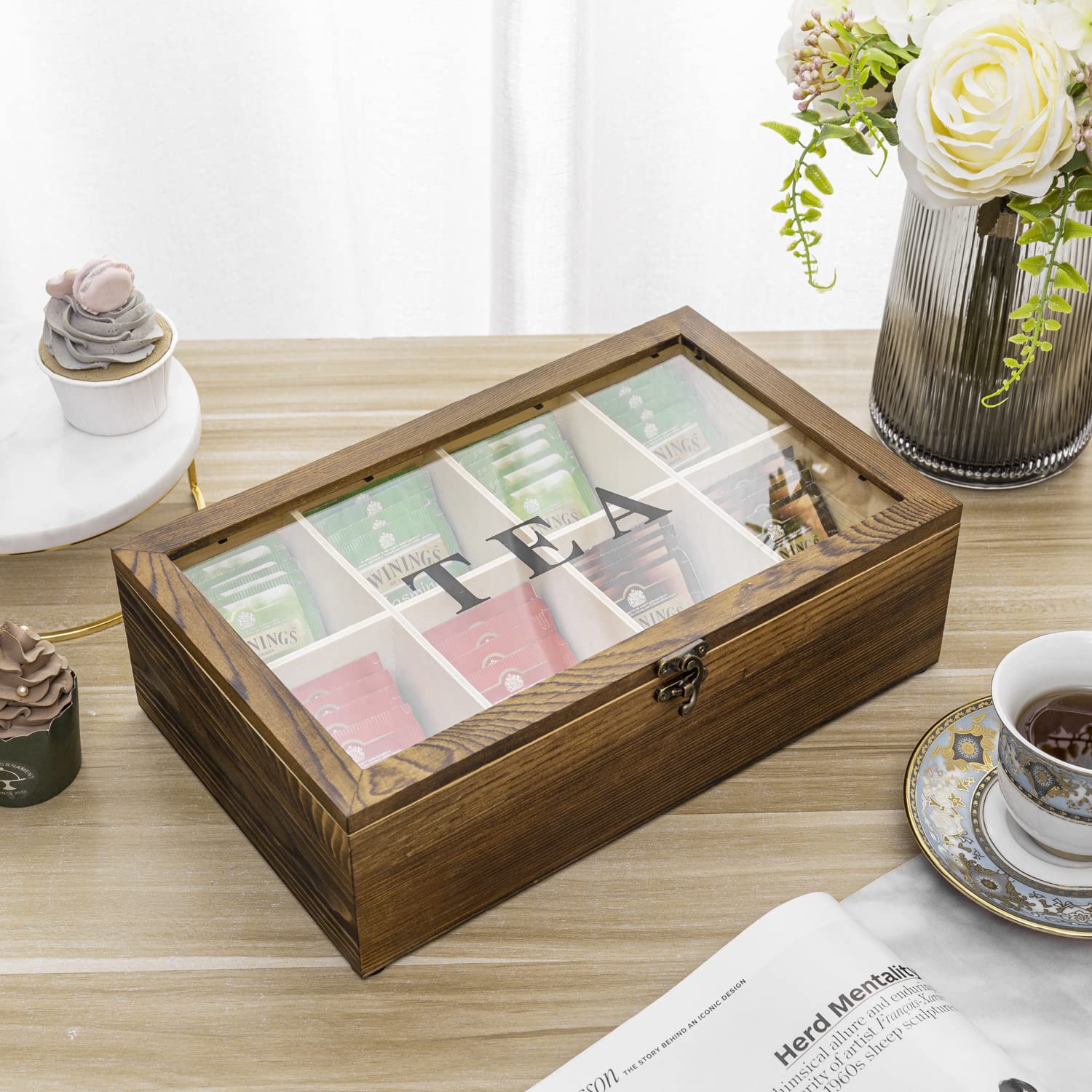 Caja Organizadora Rústica De Madera MyGift, Set De 3 Tamaños, Color Marrón Oscuro, Con Asas, Estilo Vintage