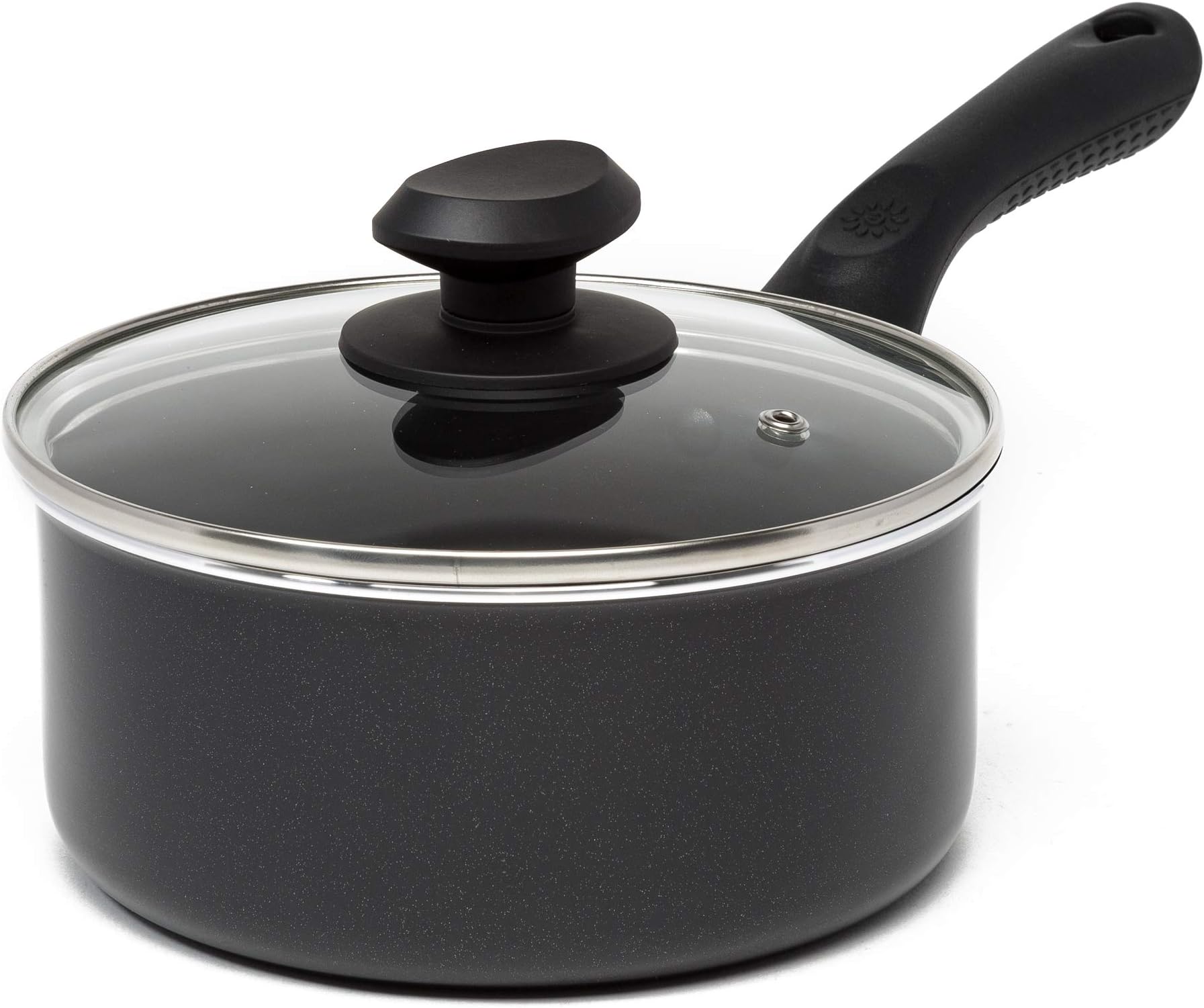 Artistry Nonstick Sauce Pan, Easy To Clean, Comfortable Handle, Even Heating, Dishwasher Safe Pots and Pans, 2-Quart, Black