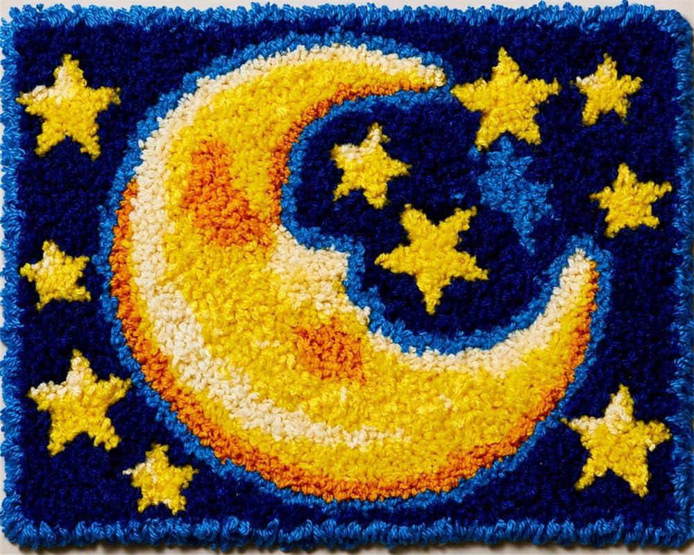 FWRTYCB Latch Hook Kits Rug Moon and Stars