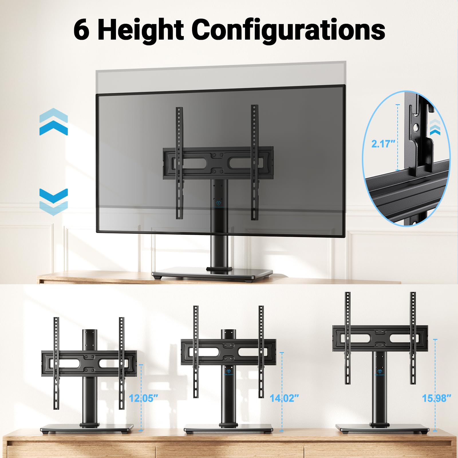 PERLESMITH Supporto universale per TV da 32-60 pollici, supporto TV da tavolo fino a 39,9 kg, supporto per TV regolabile in altezza, base universale per soggiorno e camera da letto (82-65 pollici con
