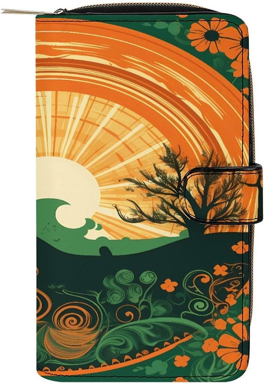 Landscape Silhouette Wallet,PU Leather Material, Small Wallet,Bifold with Zipper, Travel Wallet,Compact And Portable for Men And Women 7.8 * 4.3 * 1.4 Inches