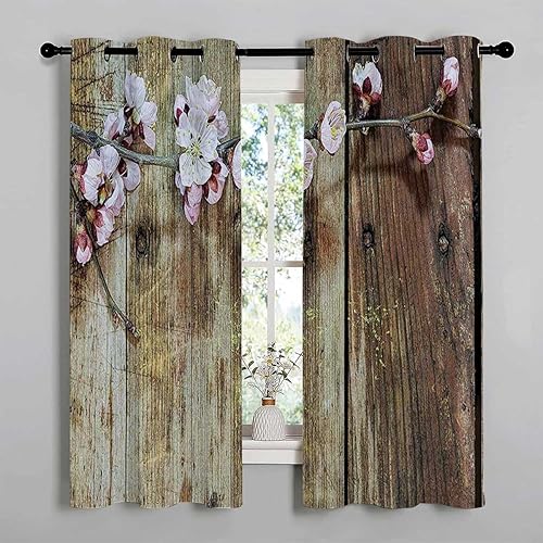 Cortinas para Sala Elegantes Modernas Decoración Rústica para el Hogar Ojal Corta Puerta Corredera de Cristal Bloqueador Solar Oscurecimiento de la