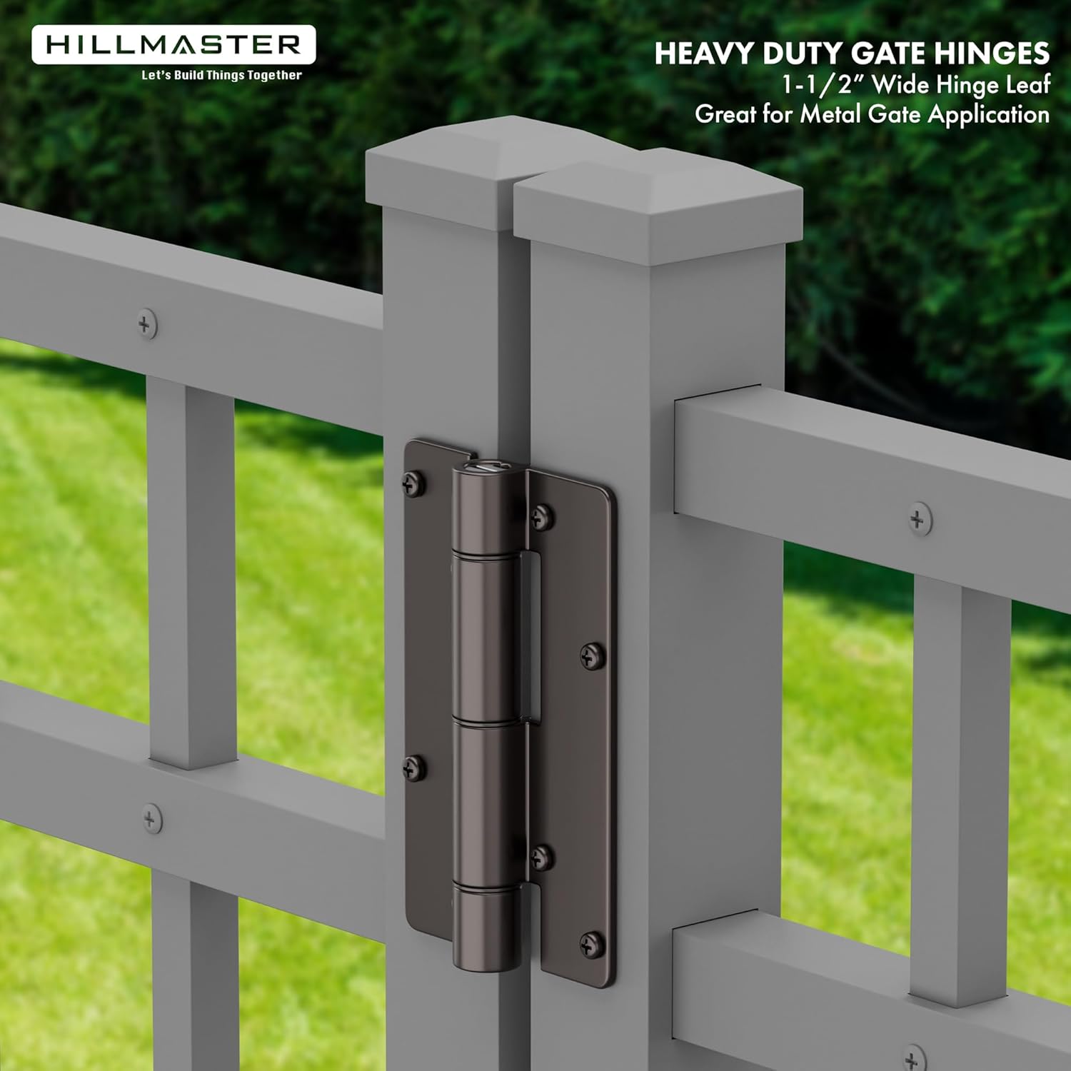 Self Closing Aluminum Gate Hinge for Metal Gates,5-3/4"Fence Door Hinges with Adjustable Tension for Vinyl&PVC Fence,Non-Legged Design Fence Hinges for Indoor Outdoor,Gate Hardware,2Pack,Satin Bronze