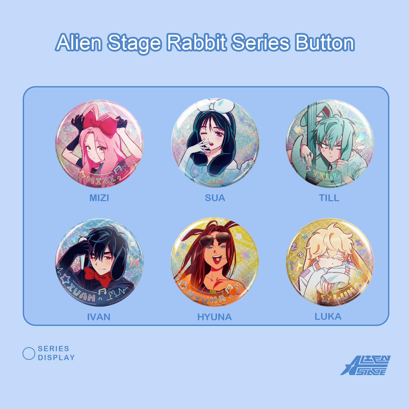 Alien Stage Rabbit Series Blind Box Button Pins, licenza ufficiale Anime ALNST Merch da collezione per Ita Bags