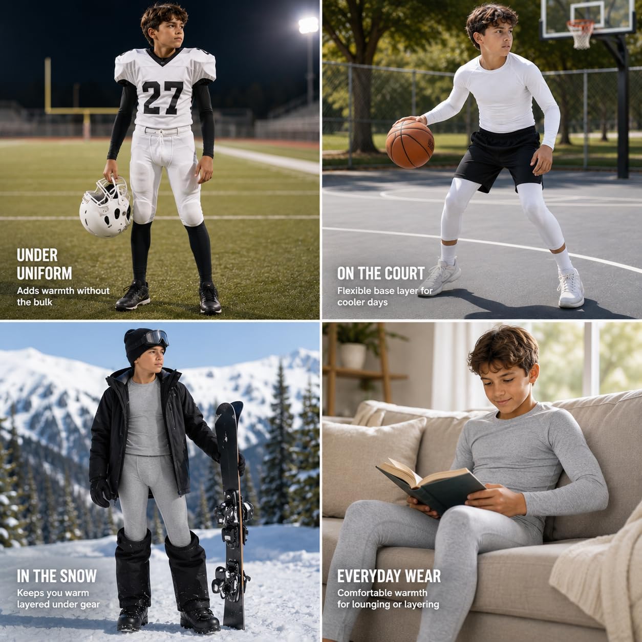 New Balance Boys Base Layer Pants, Insulated Compression Thermal Leggings image 2