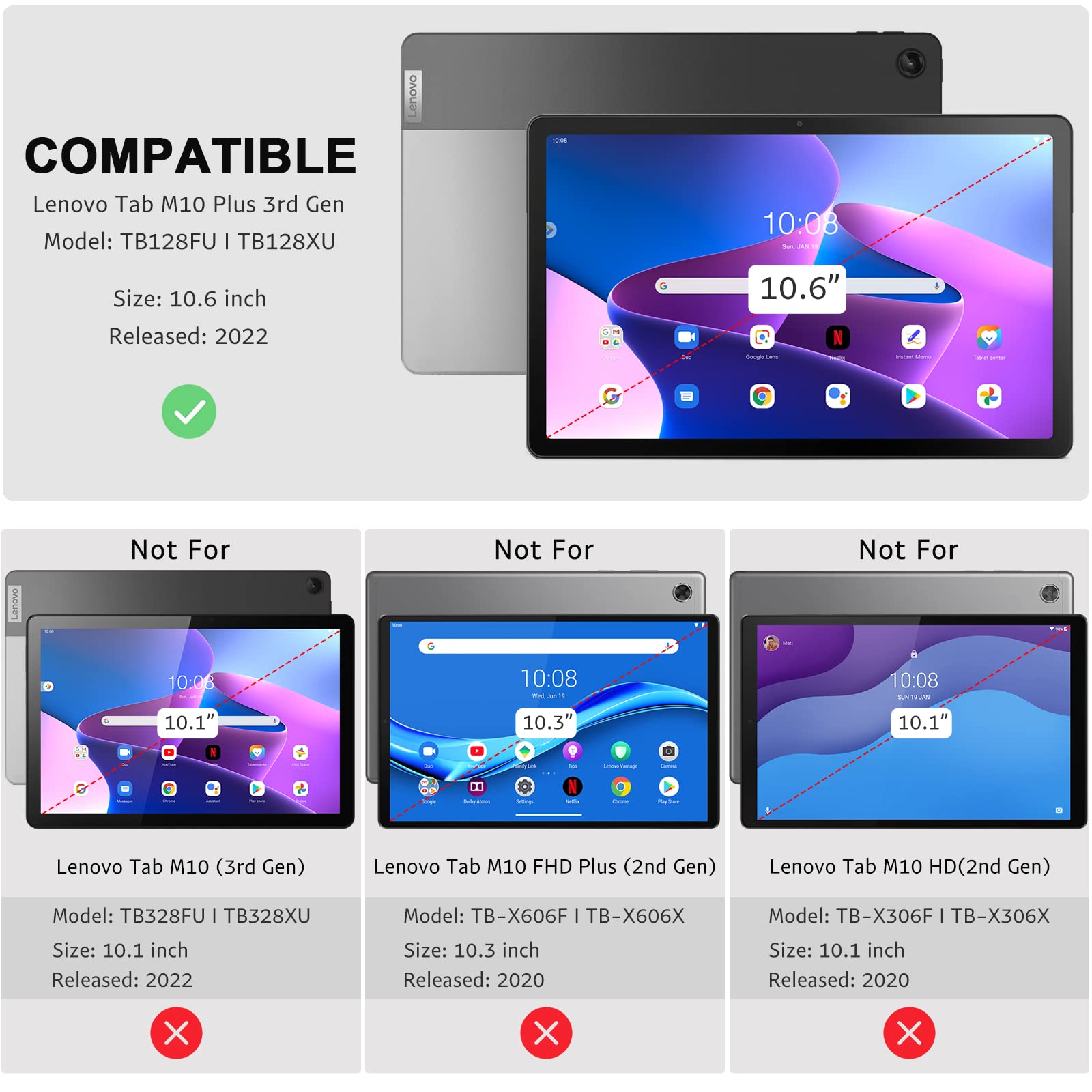 360° Drehbare Hülle Für Lenovo Tab M10 Plus (3. Gen) 10,6 Zoll 2022 – Mit Stifthalter, Auto Sleep/Wake, Schwarz