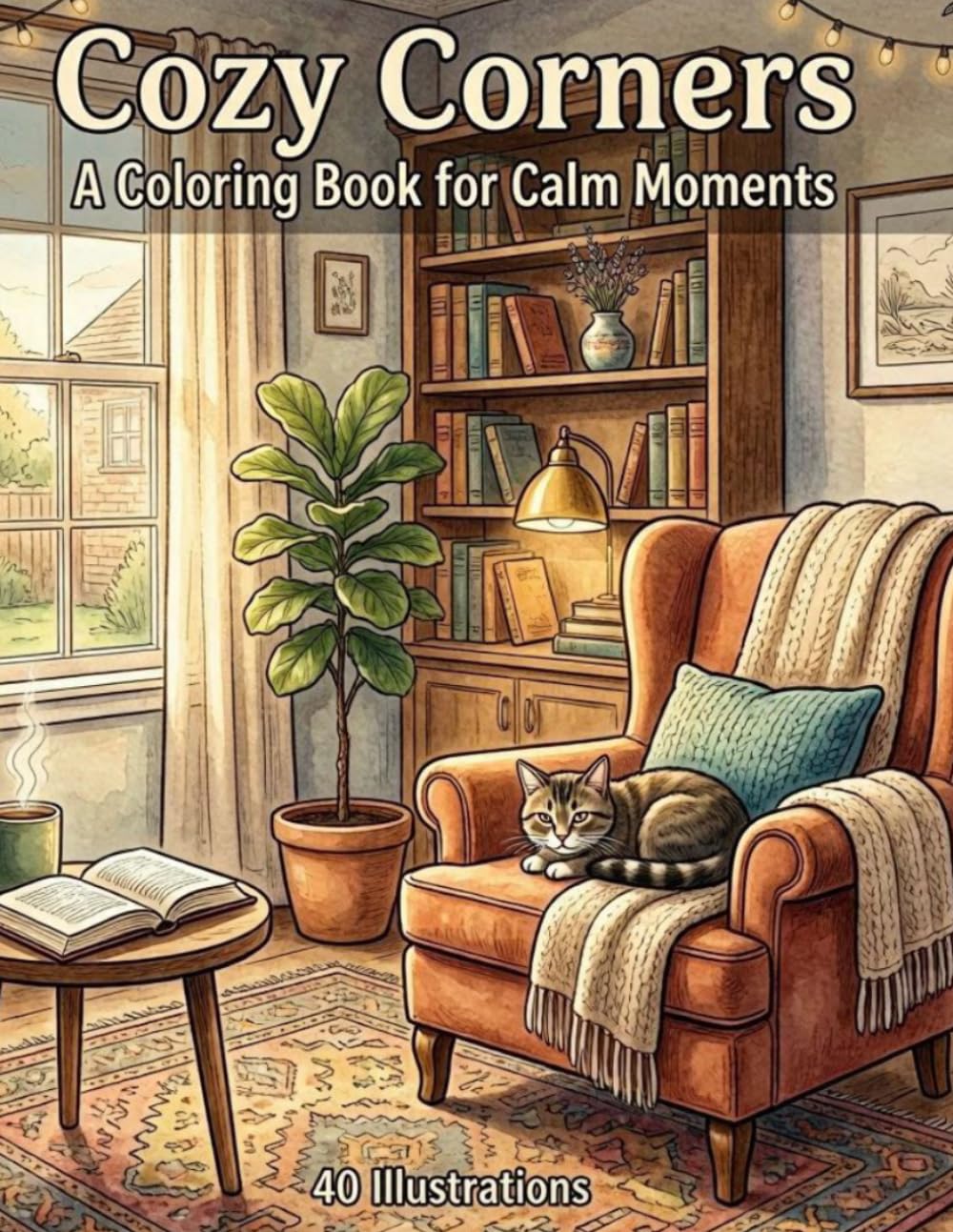 Cozy Corners: A coloring book for calm moments.