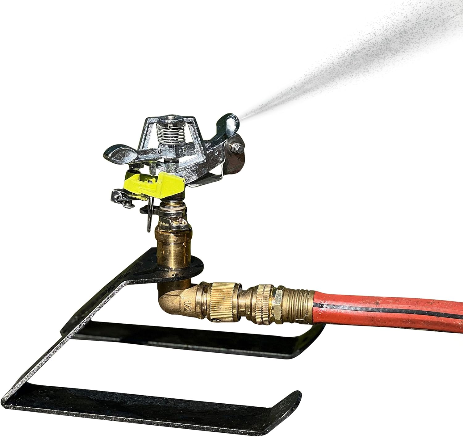 Impact Sprinklers for Yard, Garden, and Large Areas - Rotating Pulsating Lawn Sprinkler with Adjustable 360 Degree Rotating Head and Heavy Duty Steel Sled Base by Kings County Tools