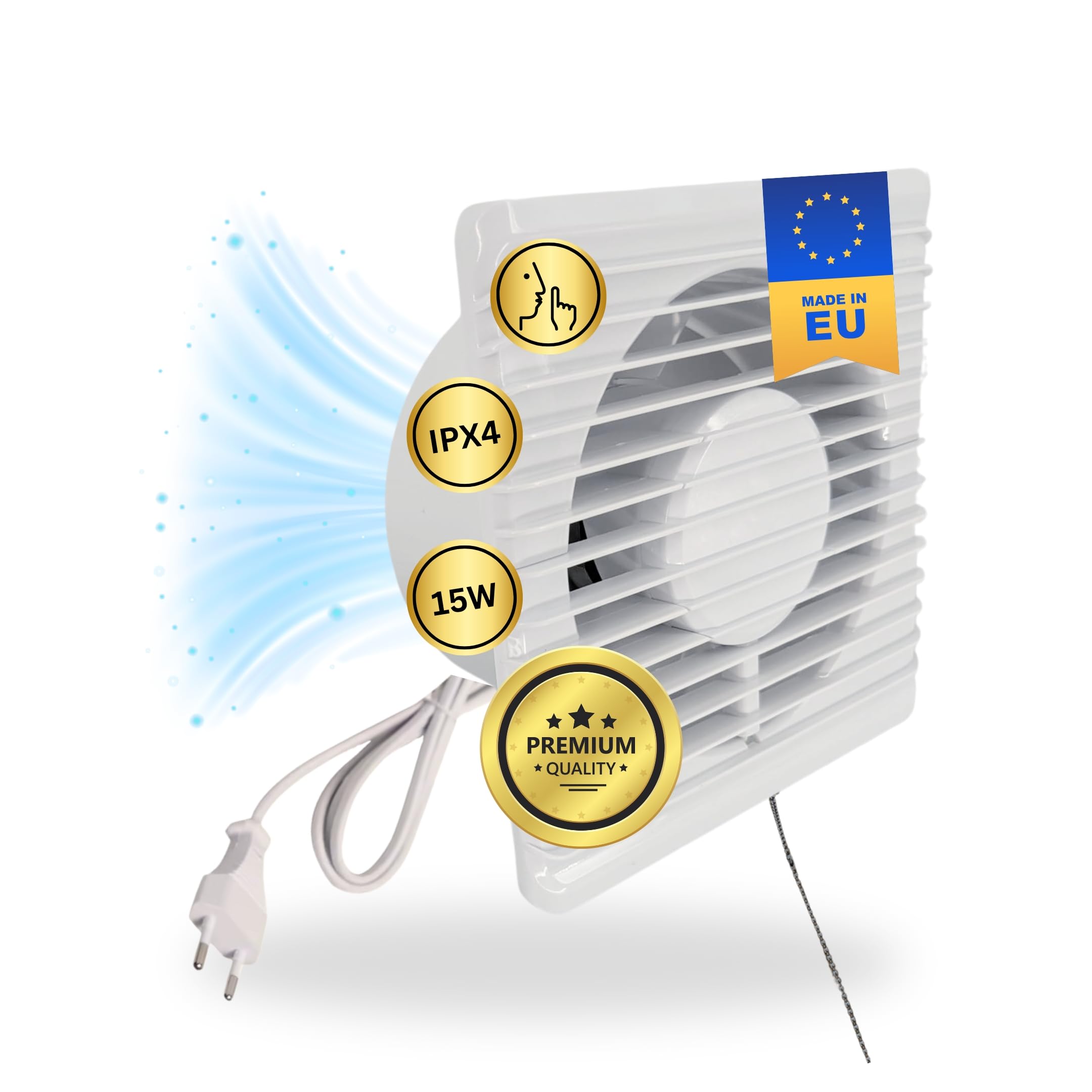 TronicXL IPX4 100mm Abluft/Zuluft Grow Lüfter Ventilator mit Netzstecker und Schalter für Homebox Growbox Growschrank Secret Jardin GrowPro DiamondBox Zelsius Mars Hydro etc.