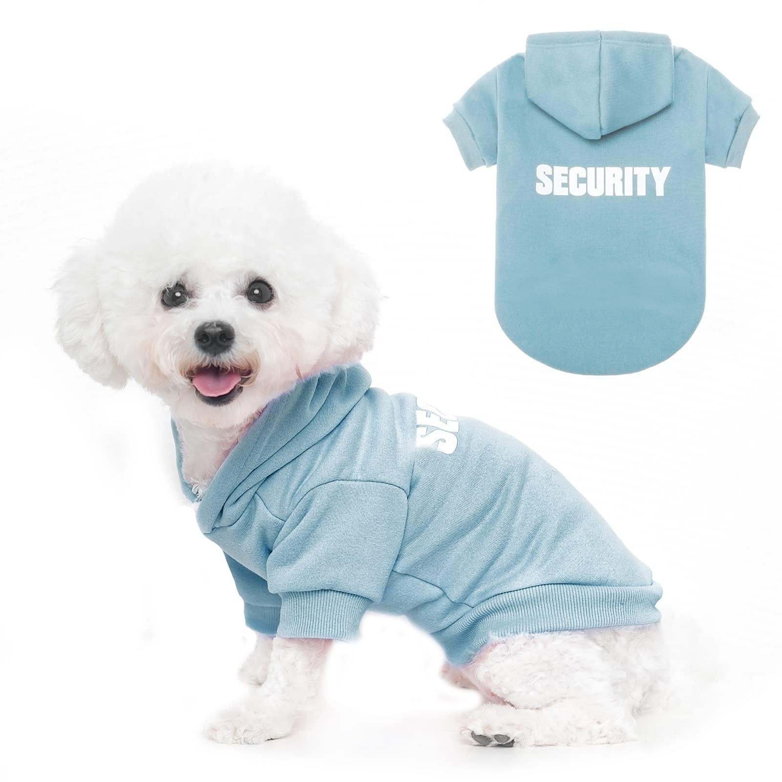 BINGPET Security Dog Hoodies Puppy Sweater Cold Weather Dog Coats Soft Brushed Fleece Pet Clothes Hooded Sweatshirt for Dog Cat