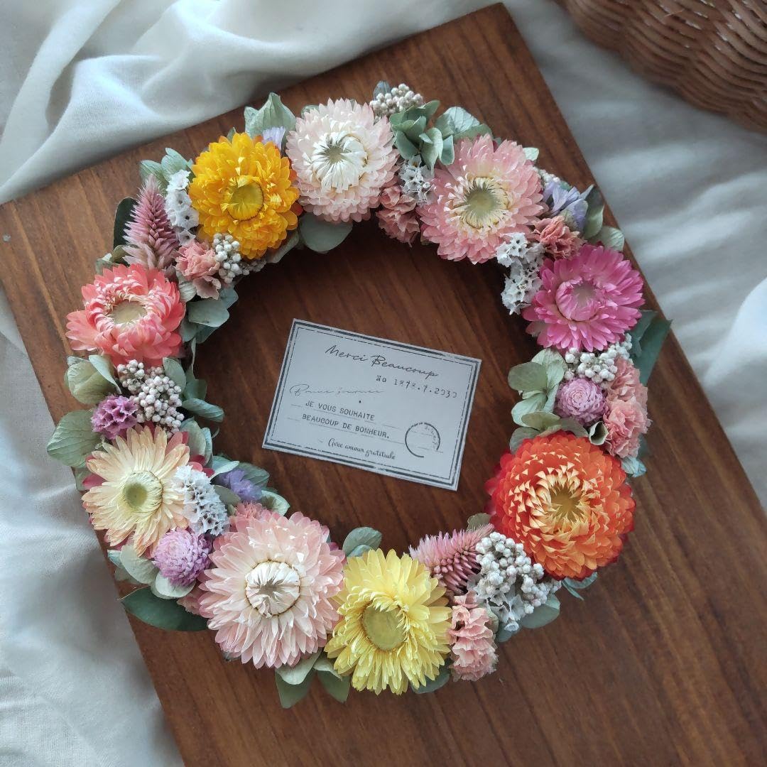 Amazon｜。゜* ヘリクリサム リース 紫陽花 ドライフラワー。゜* 7
