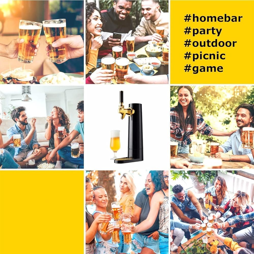 Dispensador de cerveza, dispensador portátil de espuma fina para cóctel con función de vibración y refrigeración de 40000S/sub-alta frecuencia, convierte cualquier lata o botella en corriente, para
