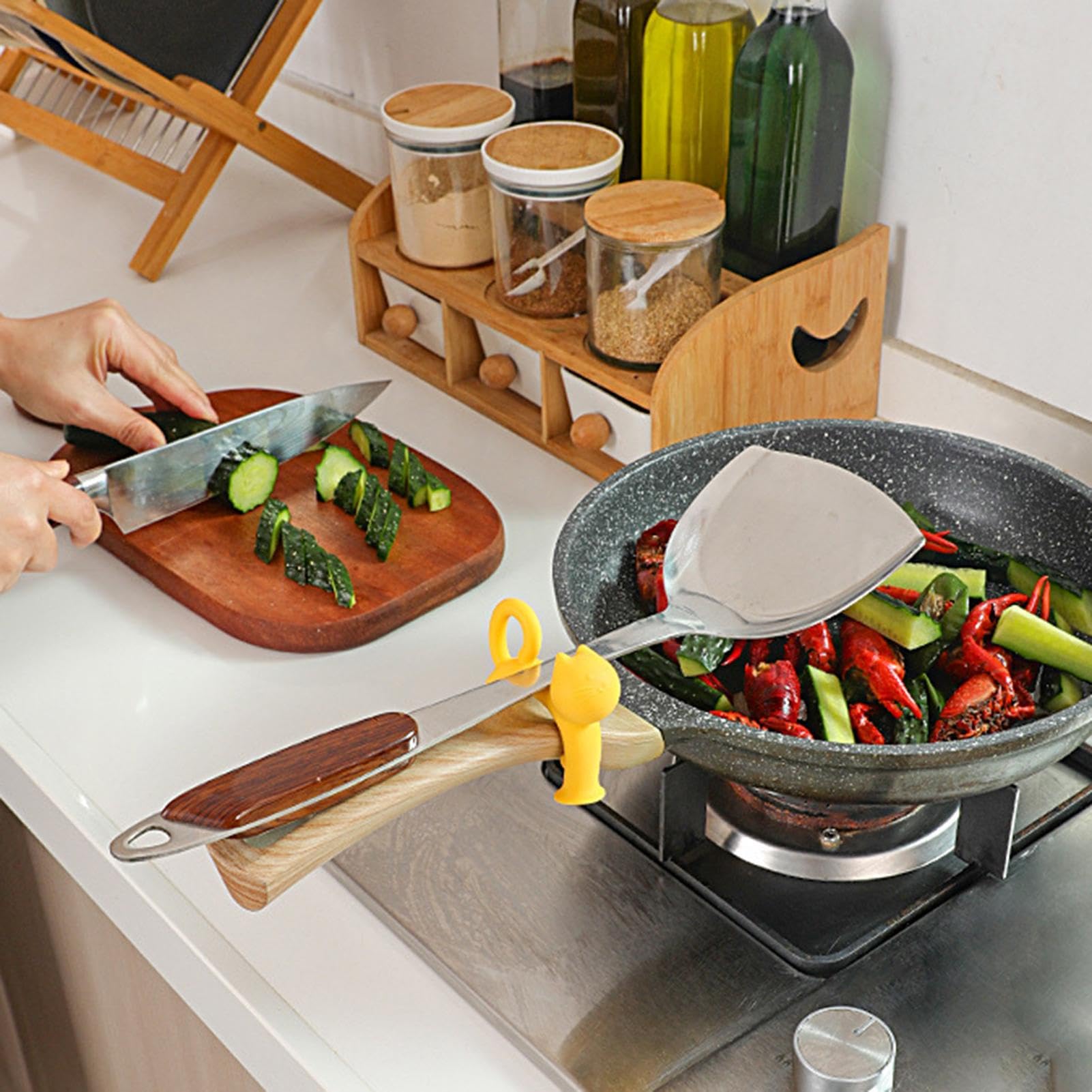 Lot De 4 Repose-cuillères En Silicone Pour Cuisine – Résistant à La Chaleur – Porte-ustensiles Louche Spatule Pour Cuisinière